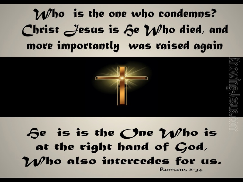 Romans 8:34 Who Will Condemn Us (black)